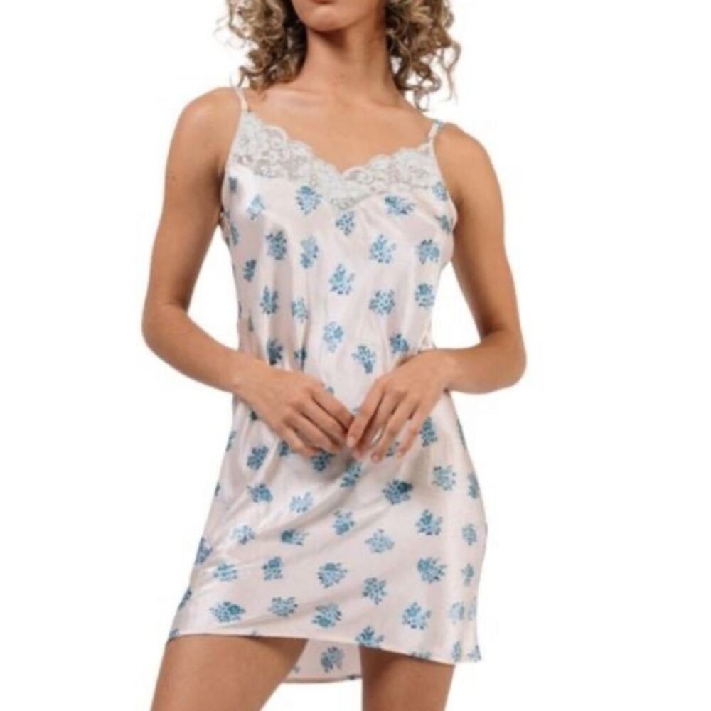 We are HAH Oversized Size XS NWT Let It Slip Dress Ditsy Floral French Blue